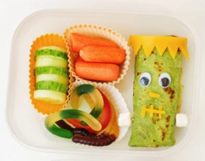 lunch box for children in the form of monsters for Halloween. the toning. selective focus