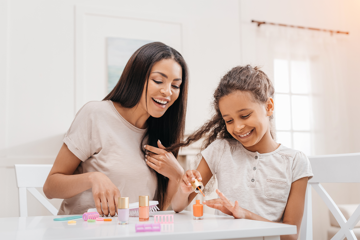 Family with Nail Polish