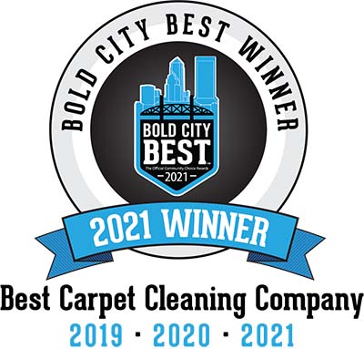 Silver medallion with black center and light blue cityscape. The medallion reads: Bold City Best Winner 2021. Best Carpet Cleaning Company 2019, 2020, 2021. Awarded to Oxi Fresh Carpet Cleaning of Jacksonville, FL