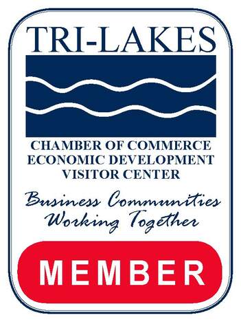 Vertically aligned rectangular logo signifying the franchisee is a member of the Tri-Lakes Chamber of Commerce.