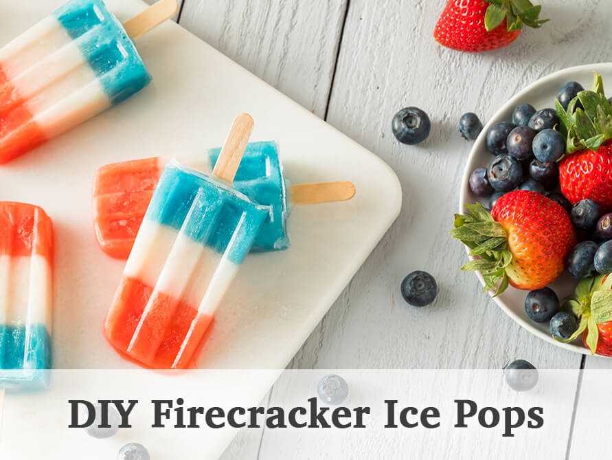 Firecracker Ice Pops with Blueberries and Strawberries