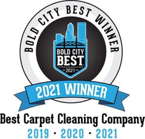 Silver medallion with black center and light blue cityscape. The medallion reads: Bold City Best Winner 2021. Best Carpet Cleaning Company 2019, 2020, 2021. Awarded to Oxi Fresh Carpet Cleaning of Yulee, FL